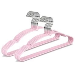 TOPIA HANGER Non Slip Hanger 20 Pack, Metal Clothes Hangers Space Saving, Heavy Duty Rubber Coated Wire Hanger For Coat, Shirt, Dress, Pants-Pink, CT12P