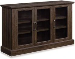 BELLEZE 70 Inch Sideboard Buffet Cabinet, Entertainment Center With Storage, Glass Display Cabinet With Adjustable Shelves Console Table Storage Cabinet For Living Room, Dining Room, Rustic Gray -Songmics Furniture Shop 41y0K3iKhnL. AC 1