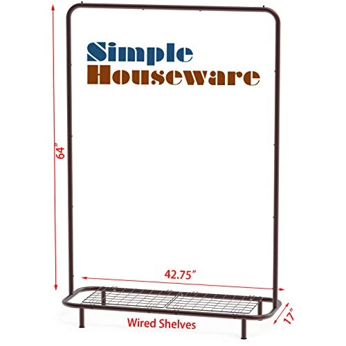 Simple Houseware Clothing Rack With Industrial Pipe And Bottom Shelves, Bronze 6 Simple Houseware Clothing Rack With Industrial Pipe And Bottom Shelves, Bronze - Image 6