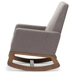 Baxton Studio Yashiya Mid Century Retro Modern Fabric Upholstered Rocking Chair, Wood, Grey -Songmics Furniture Shop 41y2L8gDpML