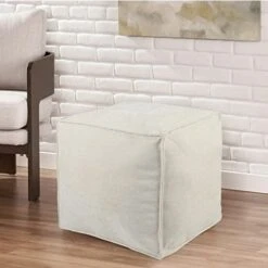 Idee-home Unstuffed Pouf Ottoman Cover, Bean Bag Ottoman Pouf Covers For Living Room Bedroom Floor Storage Pouf Footstools, Square Pouf Cover