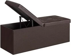 SONGMICS 30 Inches Folding Storage Ottoman Bench, Storage Chest Footstool, Brown ULSF45BR & 43 Inches Folding Storage Ottoman Bench, Storage Chest, Footrest, Holds Up To 660 Lb, Brown ULSF703 -Songmics Furniture Shop 41y54CivogL. AC