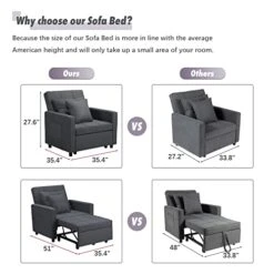 Saemoza Sofa Bed, Chair Bed Sleeper 3 In 1 Multi-Function Folding Ottoman Sleeper, Sleeper Chair, Adjustable Recliner, Sofa, Bed, Single Bed Chair With Modern Yarn-Dyed Fabric (Dark Gray) 8 Saemoza Sofa Bed, Chair Bed Sleeper 3 In 1 Multi-Function Folding Ottoman Sleeper, Sleeper Chair, Adjustable Recliner, Sofa, Bed, Single Bed Chair With Modern Yarn-Dyed Fabric (Dark Gray) -Songmics Furniture Shop 41y5P8muUuL