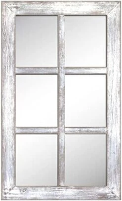 Barnyard Designs 54x24 Windowpane Wood Farmhouse Wall Mirror, Wooden Large Rustic Wall Mirror, Bedroom Mirrors For Wall Decor, Decorative Wood Wall Mirror Living Room Or Entryway Mirror Frame, Ivory -Songmics Furniture Shop 41y8LxdMpnL. AC