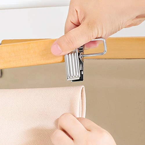 SONGMICS Wooden Pants Hangers 12 Pack, Pants Hangers With Clips, Adjustable Anti-Rust Metal Clips, 360° Swivel Hook, Skirt Hangers For Pant, Skirts, Natural Grain UCRW008-12, 13.4 X 0.5 X 4.9 Inches 5 SONGMICS Wooden Pants Hangers 12 Pack, Pants Hangers With Clips, Adjustable Anti-Rust Metal Clips, 360° Swivel Hook, Skirt Hangers For Pant, Skirts, Natural Grain UCRW008-12, 13.4 X 0.5 X 4.9 Inches - Image 5