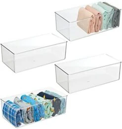 MDesign Long Plastic Drawer Organizer Box, Storage Organizer Bin Container; For Closets, Bedrooms, Use For Leggings, Socks, Ties, Jewelry, Accessories - Lumiere Collection - 12 Pack - Clear -Songmics Furniture Shop 41y9Qo4hGGL. AC