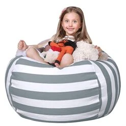 Wekapo Stuffed Animal Storage Bean Bag Chair Cover For Kids | Stuffable Zipper Beanbag For Organizing Children Plush Toys Large Premium Cotton Canvas
