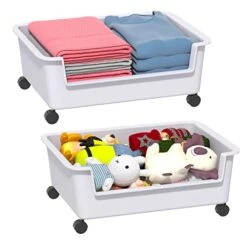 2 Pack Under Bed Storage, Under Bed Storage Containers With Wheels, Multi-Purpose Under Bed Toy Storage For Bedroom, No Assembly Required Bedroom Storage Organizer For Toys, 15.5"L X 11.2"W X 6.5"H