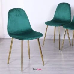 Pozbee Velvet Dining Chairs Set Of 4, Midcentury Modern Kitchen Chairs With Gold Chrome Legs, Elegant Dining Room Chairs (Dark Green) -Songmics Furniture Shop 41yHXlv8p1L
