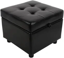 H&B Luxuries Tufted Leather Square Flip Top Storage Ottoman Cube Foot Rest (Black) 18 H&B Luxuries Tufted Leather Square Flip Top Storage Ottoman Cube Foot Rest (Black) -Songmics Furniture Shop 41yI3Xe j9L. AC