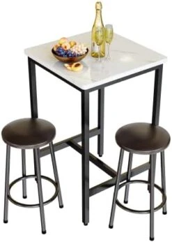 AWQM Dining Table Set For 4, Industrial Kitchen Table And Chairs For 4, Counter Height Pub Bar Table And Chairs Dining Set With Metal Frame, Adjustable Foot Pad For Breakfast, Dining, Kitchen -Songmics Furniture Shop 41yJwMWvEfL. AC