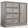 Modern 4 Drawer Dresser, Dressers For Bedroom Adjustable Shelves, Tall Chest Of Drawers Closet Organizers And Storage For Clothes - Easy Pulls, Textured Borders For Hallway, Living Room, Office, Gray