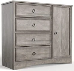 Modern 4 Drawer Dresser, Dressers For Bedroom Adjustable Shelves, Tall Chest Of Drawers Closet Organizers And Storage For Clothes - Easy Pulls, Textured Borders For Hallway, Living Room, Office, Gray -Songmics Furniture Shop 41yKs4X41ML. AC
