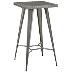 Modway Direct Rustic Modern Farmhouse Steel Metal Square Bar Table In Gunmetal