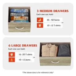 WLIVE 9-Drawer Dresser, Fabric Storage Tower For Bedroom, Hallway, Nursery, Closet, Tall Chest Organizer Unit With Fabric Bins, Steel Frame, Wood Top, Easy Pull Handle, Greige -Songmics Furniture Shop 41yU8DHDlyL