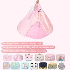 Inner Liner For Stuffed Animal Storage Cover, Bean Bag Replacement Cover For Beanbag Chair Easy Cleaning (No Beans) Large Size/Pink -Songmics Furniture Shop 41yW6MWMOSL