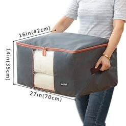 𝐁𝐘𝐆 𝟏𝟎𝟎𝐋 𝐖𝐚𝐭𝐞𝐫𝐩𝐫𝐨𝐨𝐟 𝐂𝐥𝐨𝐭𝐡𝐞𝐬 𝐒𝐭𝐨𝐫𝐚𝐠𝐞 𝐁𝐚𝐠, Closet Organizer With Heavy-duty 600D Fabric & Reinforced Handle For Comforters, Bedding,Blankets，Clothing，Pillows, Decorations Store，Extra Large Capacity,Pack Of 2(Gray) -Songmics Furniture Shop 41yX8hMFUdL