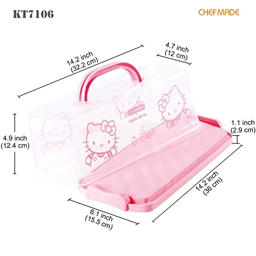 CHEFMADE Hello Kitty Portable Bread Box With Handle, 13 Inch Loaf Cake Storage Container Box For Storing Banana Bread, Pumpkin Bread (Pink) 2 CHEFMADE Hello Kitty Portable Bread Box With Handle, 13 Inch Loaf Cake Storage Container Box For Storing Banana Bread, Pumpkin Bread (Pink) - Image 2