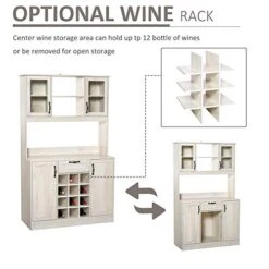 HOMCOM Kitchen Buffet With Hutch Cupboard With Utility Drawer, 4 Door Cabinets, And Optional 12-Bottle Wine Storage, White -Songmics Furniture Shop 41yaDkzwHzL