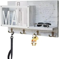 FREEDHIN Mail Organizer Wall Mount With 4 Key Hooks, Key Holder For Wall Wooden Mail Sorter Organizer And Floating Shelf Rustic Home Decor For Entryway Or Mudroom (Dark Brown) -Songmics Furniture Shop 41yciwEOjTL. AC