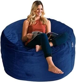 HABUTWAY Bean Bag Chair: Giant 4' Memory Foam Furniture Bean Bag Chairs For Adults With Microfiber Cover - 4Ft, Grey -Songmics Furniture Shop 41yd1BkGMlL. AC
