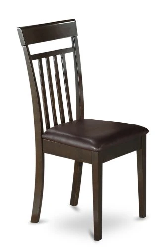 East West Furniture Wooden Dining Table Set- 4 Great Dining Room Chairs - A Lovely Round Dining Table- Faux Leather Seat And Cappuccino Finish Round Wooden Table 4 East West Furniture Wooden Dining Table Set- 4 Great Dining Room Chairs - A Lovely Round Dining Table- Faux Leather Seat And Cappuccino Finish Round Wooden Table - Image 4