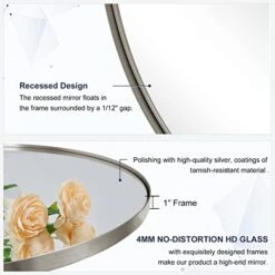 ANDY STAR Brushed Nickel Bathroom Mirror, 20x33 Oval Silver Mirrors, Oval Wall Mirror, Oval Vanity Mirror HD Reflection Metal Frame Mirror For Bathroom Hang Vertical Or Horizontal -Songmics Furniture Shop 41yhOcAaLkL