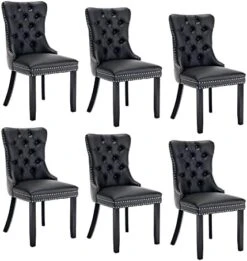 Rhomtree Set Of 2 Velvet Fabric Dining Chairs Luxury Tufted Back With Nailed Trim And Back Ring Pull Home Kitchen Dining Room Chairs Armless Side Chairs Solid Rubber Wood Legs (Gold) -Songmics Furniture Shop 41yiGnfctwL. AC