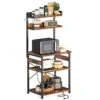 ODK Bakers Rack With Power Outlet, Microwave Stand With Storage 5-Tiers, Kitchen Rack Storage Shelf 16.5 * 23.6 * 59 Inches,Coffee Bar Microwave Rack,Rustic Brown