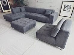 Stendmar 4pc 117" To 153" Upholstered Modern Dark Gray Microfiber Sectional Couch Sofa Chaise Chair Ottoman S1107LDG -Songmics Furniture Shop 41ykBnRpl7L