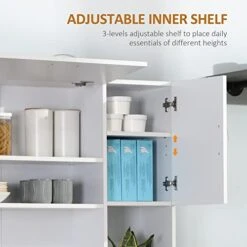 HOMCOM 66" Buffet With Hutch, Freestanding Kitchen Pantry With 2 Large Cabinets, 1 Pull Up Cabinet, 3 Drawers & Wide Countertop, White -Songmics Furniture Shop 41ynkmUtDsL