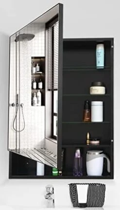 HESONTH FOMAYKO Bathroom Medicine Cabinet, Rectangular Beveled Frameless Mirror Cabinet,16×26 Inch Wall Mounted Cabinet For Bathroom Toilet Kitchen,Recess Or Surface Mount Installation 20 HESONTH FOMAYKO Bathroom Medicine Cabinet, Rectangular Beveled Frameless Mirror Cabinet,16×26 Inch Wall Mounted Cabinet For Bathroom Toilet Kitchen,Recess Or Surface Mount Installation -Songmics Furniture Shop 41yu6lYBtL. AC