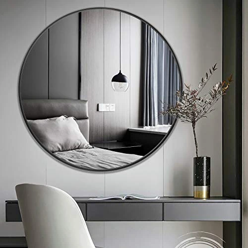 PexFix 36'' Wall Round Mirror, Wall-Mounted Mirror Decorative Mirror Aluminum Alloy Frame, Beveled Accent Mirror Large Round Mirror For Bedroom, Bathroom Entryway, Vanity, Dining Room(Black) 5 PexFix 36'' Wall Round Mirror, Wall-Mounted Mirror Decorative Mirror Aluminum Alloy Frame, Beveled Accent Mirror Large Round Mirror For Bedroom, Bathroom Entryway, Vanity, Dining Room(Black) - Image 5