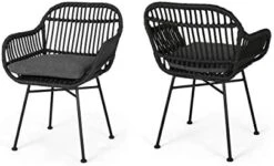 Christopher Knight Home Rodney Indoor Woven Faux Rattan Chairs With Cushions (Set Of 2), Light Brown And Beige Finish -Songmics Furniture Shop 41z1wGdXdL. AC