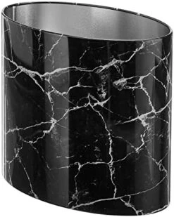 MDesign Stainless Steel Metal Oval Trash Can, Small 2.09 Gallon Wastebasket, Garbage Basket Bin For Bathroom, Bedroom, Kitchen, Or Home Office, Holds Waste And Recycle, Mirri Collection, Brushed -Songmics Furniture Shop 41z51FX5pfL. AC