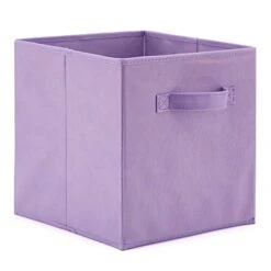 EZOWare Set Of 6 Foldable Fabric Basket Bin Collapsible Storage Cube For Nursery, Toys Organizer, Shelf Cabinet (Purple)