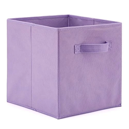 EZOWare Set Of 6 Foldable Fabric Basket Bin Collapsible Storage Cube For Nursery, Toys Organizer, Shelf Cabinet (Purple) 1 EZOWare Set Of 6 Foldable Fabric Basket Bin Collapsible Storage Cube For Nursery, Toys Organizer, Shelf Cabinet (Purple)