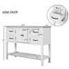 Amposei Wood Buffet 43’’ Console Table Storage Cabinet With Drawers & Open Shelf For Living Room Kitchen Dining Room, White & Brown