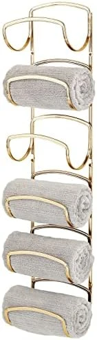 MDesign Steel Towel Holder For Bathroom Wall - Wall Mounted Organizer For Rolled Towels And Bath Robes - Six Level Wall Mount Towel Storage Rack - Bathroom Towel Organizer - Hyde Collection - Black 11 MDesign Steel Towel Holder For Bathroom Wall - Wall Mounted Organizer For Rolled Towels And Bath Robes - Six Level Wall Mount Towel Storage Rack - Bathroom Towel Organizer - Hyde Collection - Black - Image 11