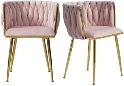 Tsuysi Velvet Dining Chairs Set Of 4, Modern Dining Chair With Golden Metal Legs, Woven Upholstered Dining Chairs For Dining Room, Kitchen, Vanity, Living Room (Beige) -Songmics Furniture Shop 41zEP6ruKKL. AC