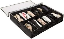 Surblue Under Bed Shoe Storage Organizer Underbed Shoes Closet Storage Solution 2 Metal Zippers And 3 Handles With Clear Cover For Men's And Women's Shoes Fits 24 Pairs Of Shoes， Set Of 2, Grey -Songmics Furniture Shop 41zEQhGkiL. AC