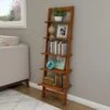 TRFMY Bookshelf-5 Tier Leaning Decorative Shelves For Display, Cherry/Living Room/Office