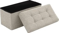 Ornavo Home Foldable Tufted Linen Large Storage Ottoman Bench Foot Rest Stool/Seat - 15" X 30" X 15" (Beige) -Songmics Furniture Shop 41zL7vhB5lL. AC