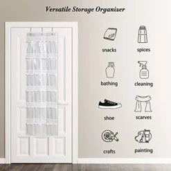 GENERIC Over The Cabinet Door Organizer With 24 Clear Pockets, 60x18 Inch Behind The Pantry Door Storage Organizer, Back Of Bathroom Door Storage Organizer, White -Songmics Furniture Shop 41zPyKeDHUL