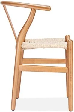 Wishbone Chair - Wooden Dining Chair - Mid Century Style - Inspired By Hans Wegner (4, Beech & Natural Seat) -Songmics Furniture Shop 41zQSXQZqmL