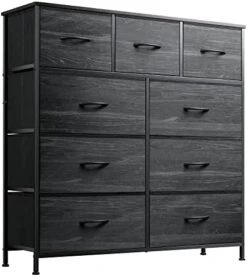 WLIVE 9-Drawer Dresser, Fabric Storage Tower For Bedroom, Hallway, Nursery, Closet, Tall Chest Organizer Unit With Fabric Bins, Steel Frame, Wood Top, Easy Pull Handle, Greige -Songmics Furniture Shop 41zTI3XKJ0L. AC
