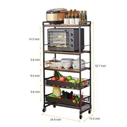 EEYBLAEEY Metal Kitchen Bakers Rack, Microwave Oven Stand, Freestanding Kitchen Utility Storage Shelf, Power Hutch Toaster Table For Kitchen, Living Room, Bedroom