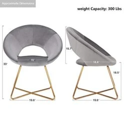 Duhome Modern Accent Velvet Chairs Dining Chairs Single Sofa Comfy Upholstered Arm Chair Living Room Furniture Mid-Century Leisure Lounge Chairs With Golden Metal Frame Legs Set Of 2 Grey -Songmics Furniture Shop 41zYglKvN8L