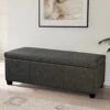 BELLEZE 47 Inch Storage Ottoman, Faux Leather Storage Bench Bedroom Bench With Safety Close Hinge, Ottoman With Storage For Living Room, Entryway, Hallway, Foot Rest, Support 300lbs - Rustic Gray