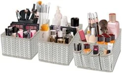Homyfort Cosmetic Storage Basket Makeup Organizer, Multifunction DIY Adjustable Brush Holder Organizer Box Bins For Vanity, Bathroom Counter Or Dresser, Set Of 3 Blue 18 Homyfort Cosmetic Storage Basket Makeup Organizer, Multifunction DIY Adjustable Brush Holder Organizer Box Bins For Vanity, Bathroom Counter Or Dresser, Set Of 3 Blue -Songmics Furniture Shop 41zfzjCts L. AC